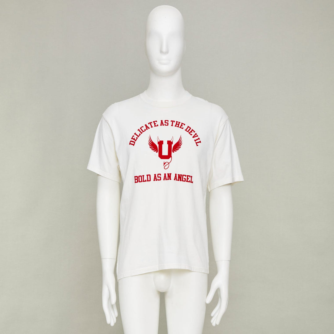 UNDERCOVER 2022 Devil Angel Delicate As The Devil Flocked white red top tshirt M