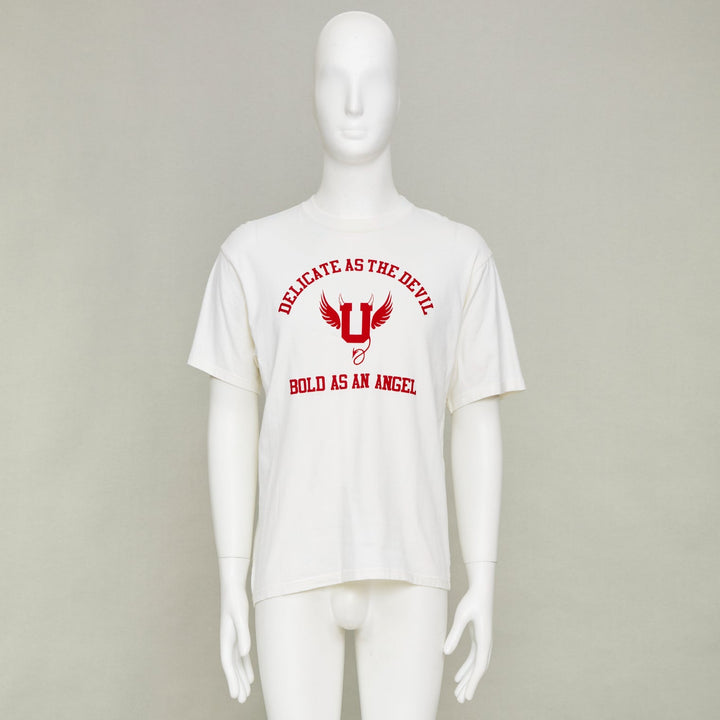 UNDERCOVER 2022 Devil Angel Delicate As The Devil Flocked white red top tshirt M