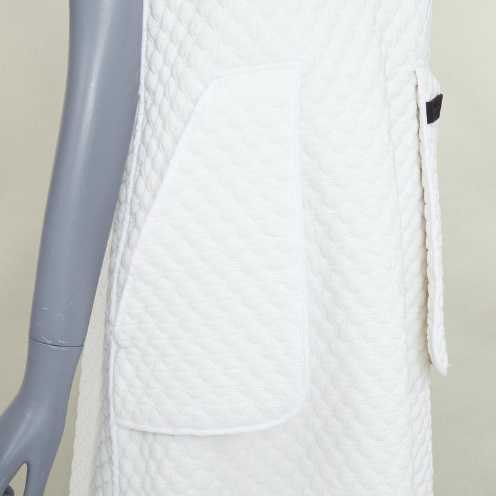 MELITTA BAUMEISTER white diamond quilted front pocket midi tent dress S