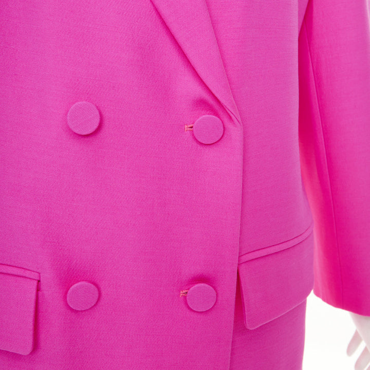 VALENTINO 2022 Runway Pink PP Oversized blazer pink wool silk jacket IT36 XS