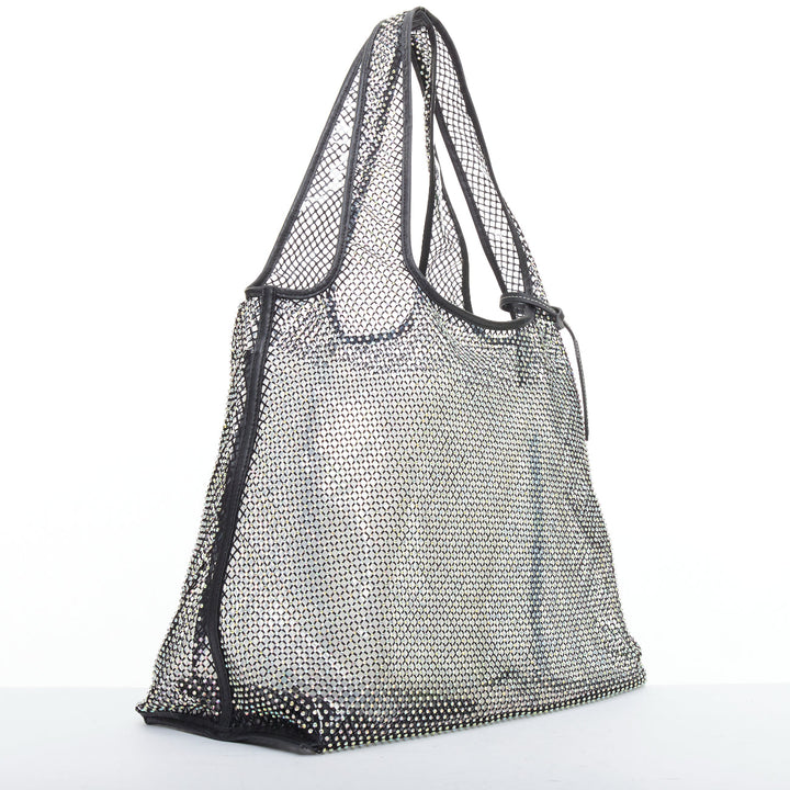 3.1 PHILLIP LIM psychedelic fine crystal mesh PVC lined market tote bag