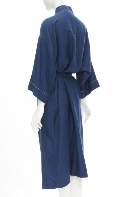 Female mannequin wearing Hermes Cashmere robe Blue Cashmere Women Coat in Size  L | Available at JHROP