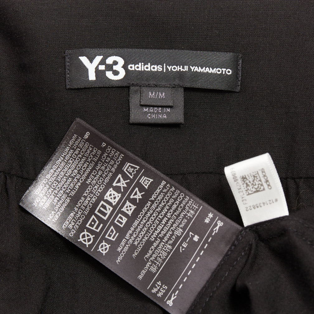 Y-3 YOHJI YAMAMOTO black hooded drawstring hem button down shirt jacket M