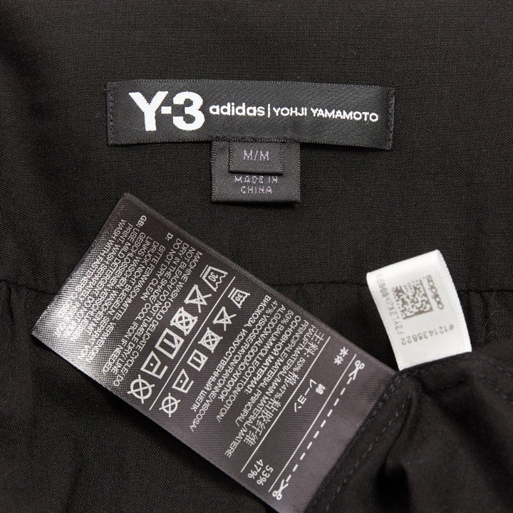 Y-3 YOHJI YAMAMOTO black hooded drawstring hem button down shirt jacket M