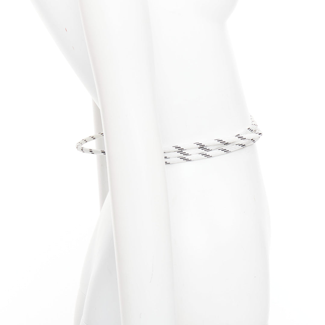 MARNI white black leather trim half wired rope tie wrap belt