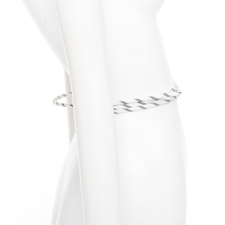 MARNI white black leather trim half wired rope tie wrap belt