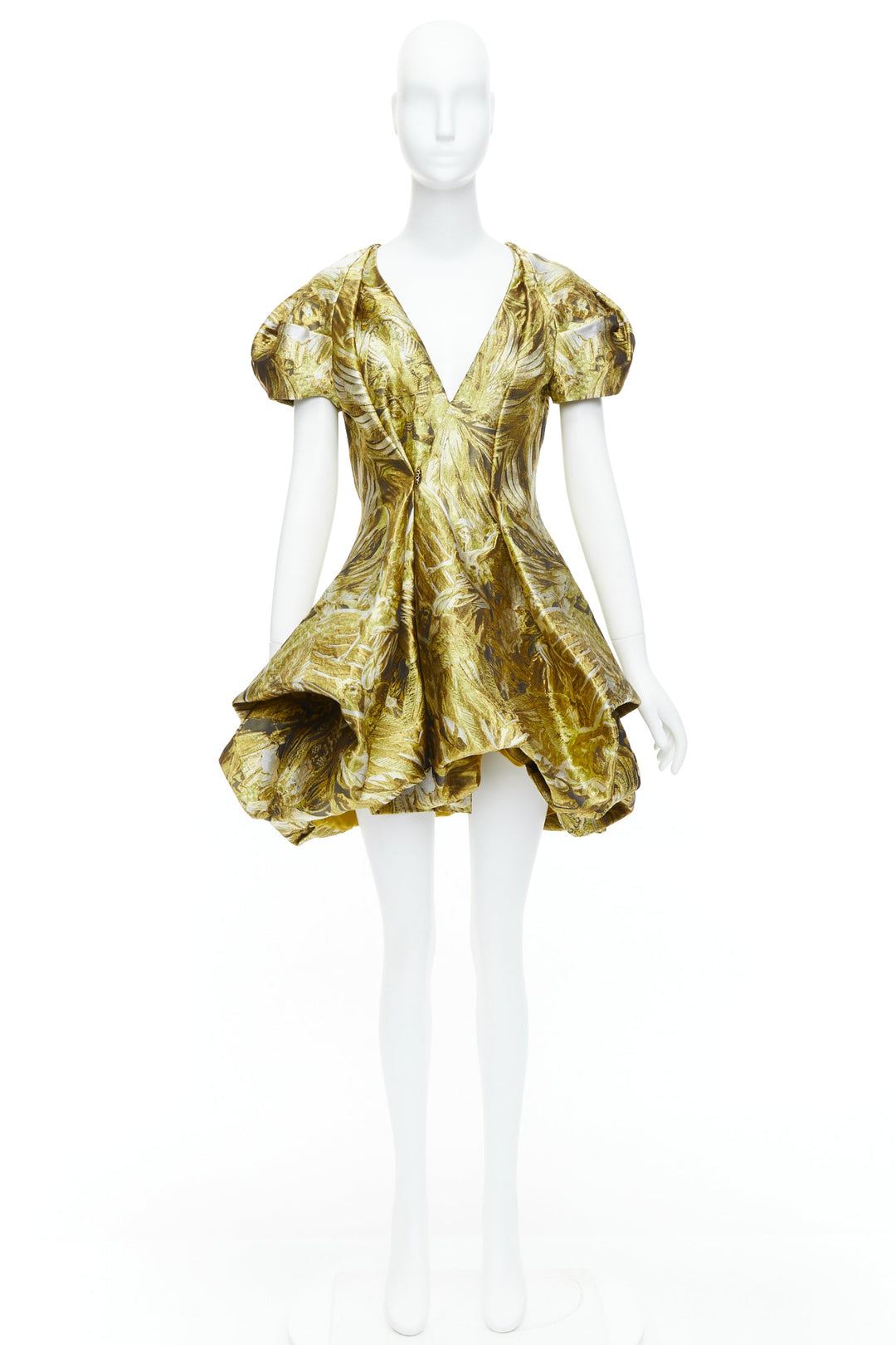 ALEXANDER MCQUEEN 2010 Angels Demons Runway gold medieval jacquard dress IT40 S