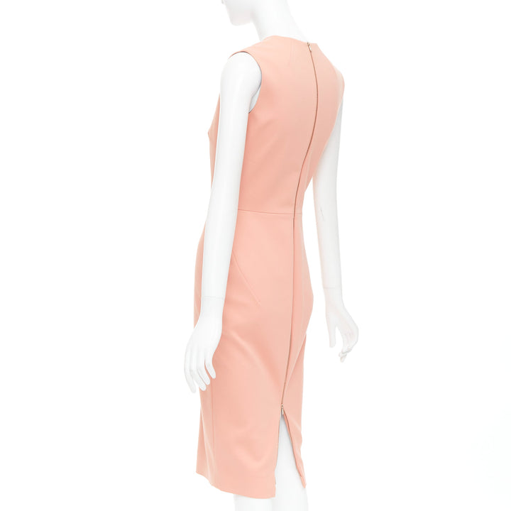 VICTORIA BECKHAM salmon pink cotton blend 2 way zip sheath dress UK10 M