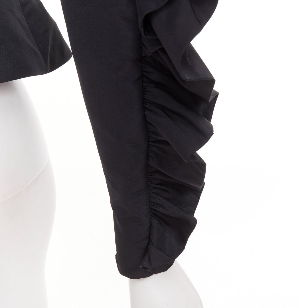 ALEXANDRE VAUTHIER COUTURE black sculptural ruffles peplum cropped blazer jacket