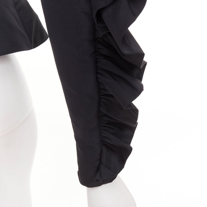 ALEXANDRE VAUTHIER COUTURE black sculptural ruffles peplum cropped blazer jacket
