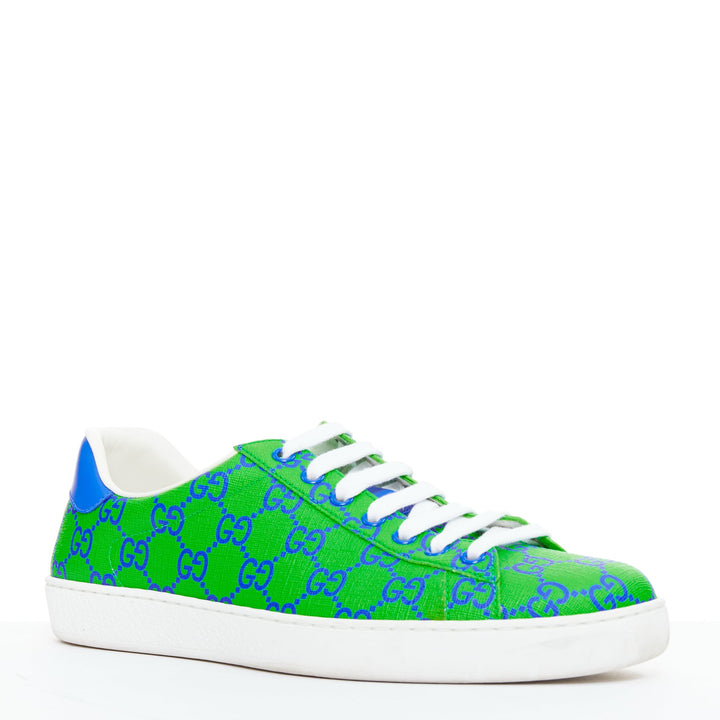 GUCCI Ace Supreme Joy Monogram green blue low top sneakers UK7.5 EU41.5