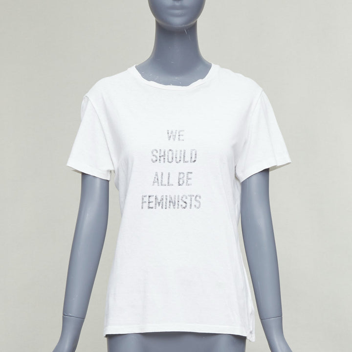CHRISTIAN DIOR We Should All Be Feminists print white tshirt S Rihanna
