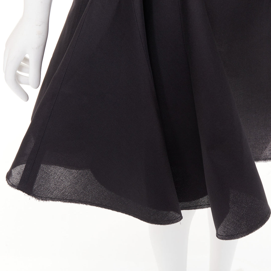 VICTORIA BECKHAM black tailored cap sleeve structured fit flare dress UK12 L