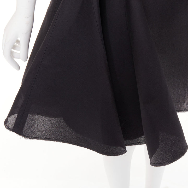 VICTORIA BECKHAM black tailored cap sleeve structured fit flare dress UK12 L