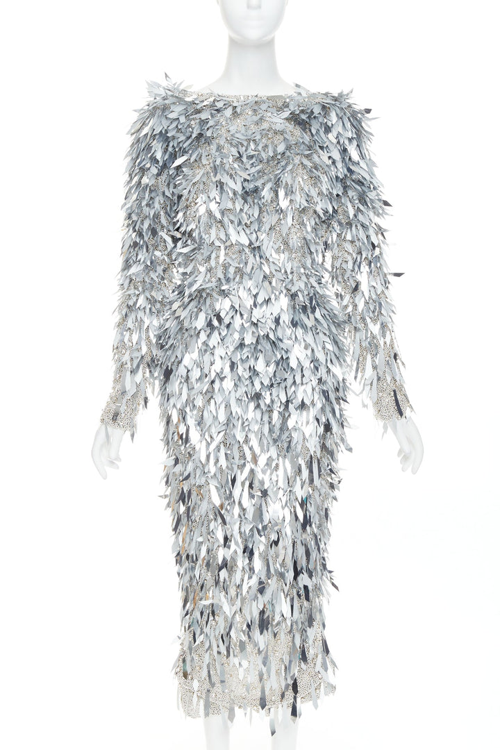 rare ALEXANDRE VAUTHIER COUTURE AW2023 Runway Lesage bead feather pailette dress