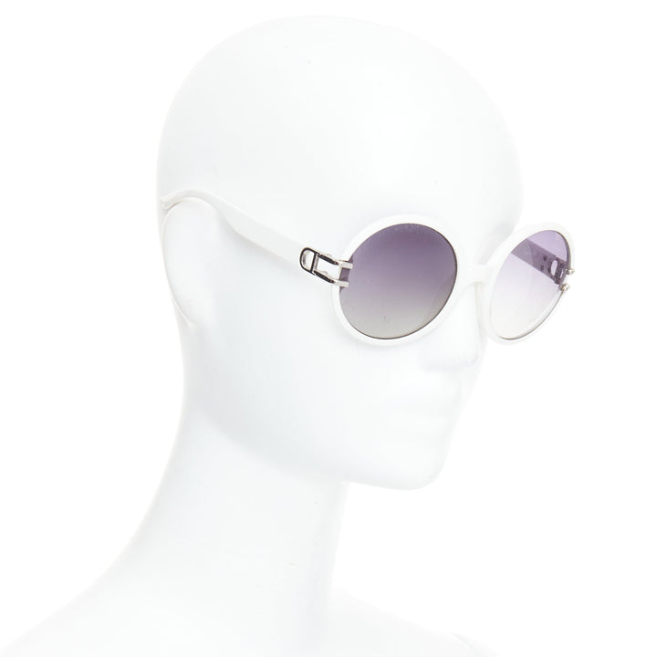 CHRISTIAN DIOR Josephine1 VK6VK white silver D logo oval sunglasses