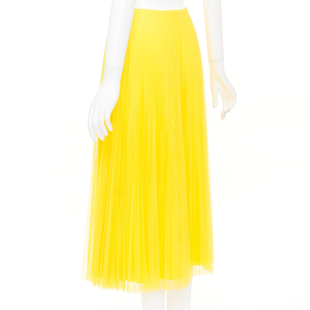 RALPH LAUREN PURPLE LABEL yellow pleated mesh silk lined midi skirt XS US0