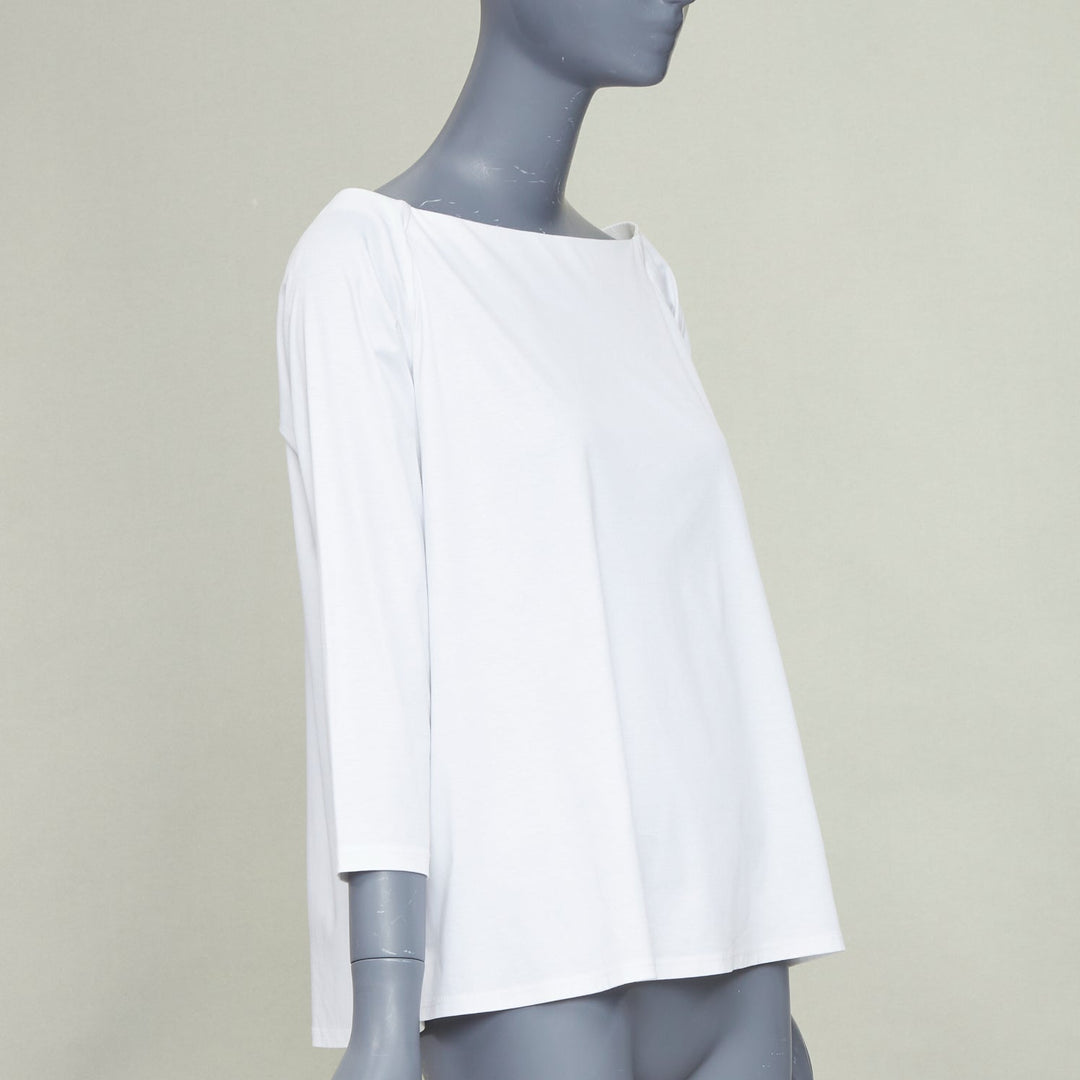 THE ROW Pepper white cotton stand up tape lined bateau neck crop sleeves top XS