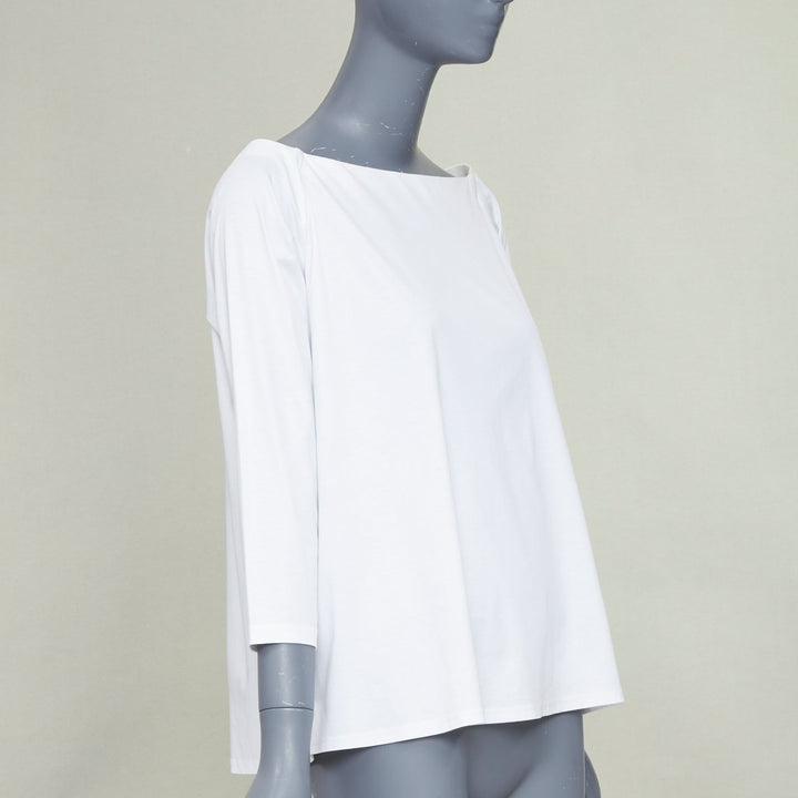 THE ROW Pepper white cotton stand up tape lined bateau neck crop sleeves top XS