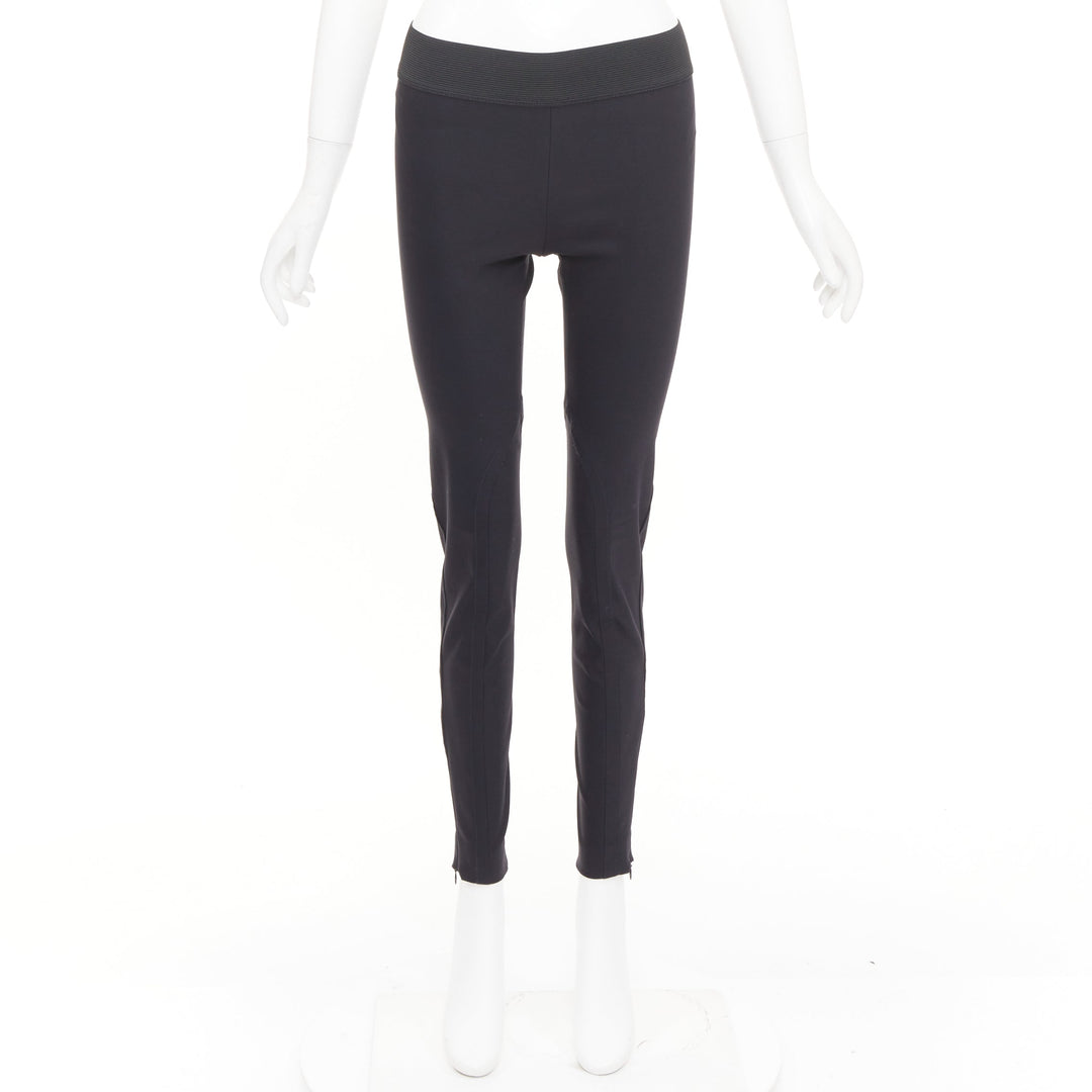 STELLA MCCARTNEY black cotton blend elastic waist legging pants IT 36 XXS