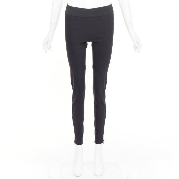 STELLA MCCARTNEY black cotton blend elastic waist legging pants IT 36 XXS