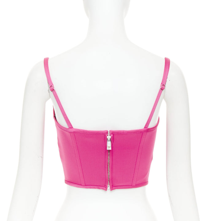 new VERSACE Medusa '95 Satin Waterlilly fuschia pink boned corset top IT38 XS