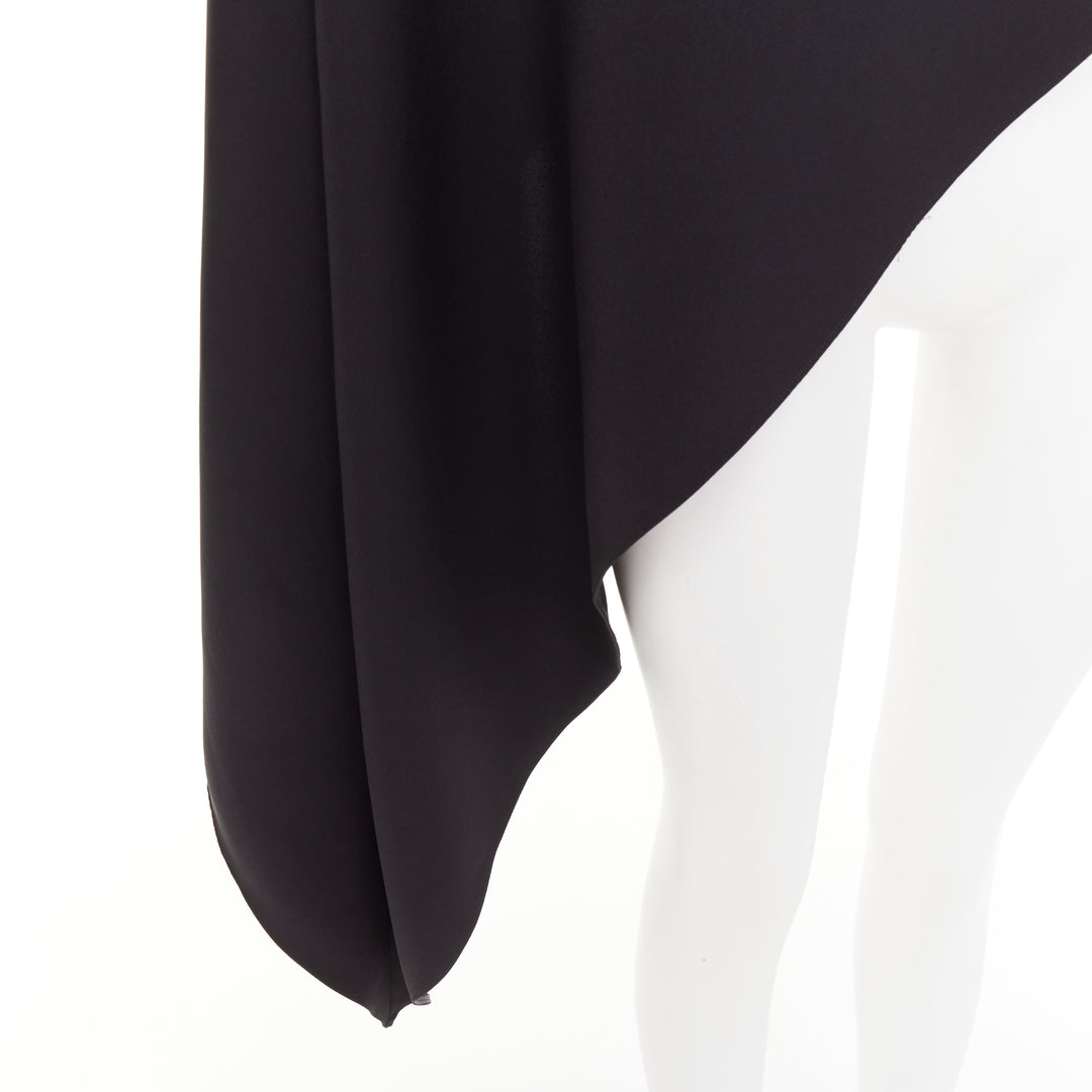 ALEXANDRE VAUTHIER AW2023 black crepe padded shoulder asymmetric drape top