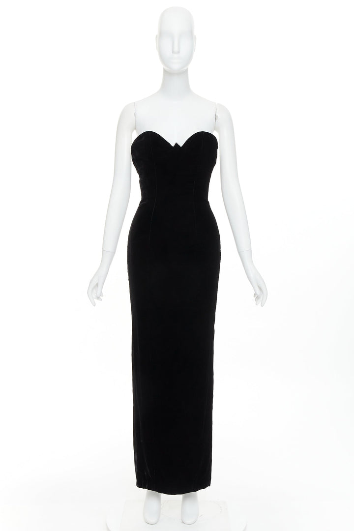 ALEXANDRE VAUTHIER black velvet crystal bustline sweetheart strapless gown
