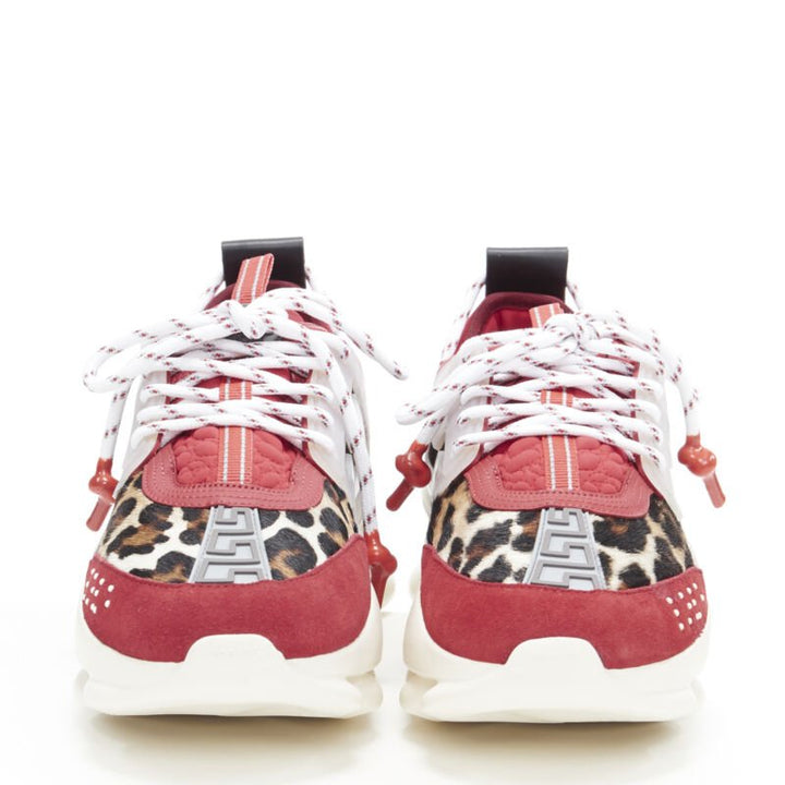VERSACE Chain Reaction Red Wild Leopard low chunky sneaker EU39.5 US6.5