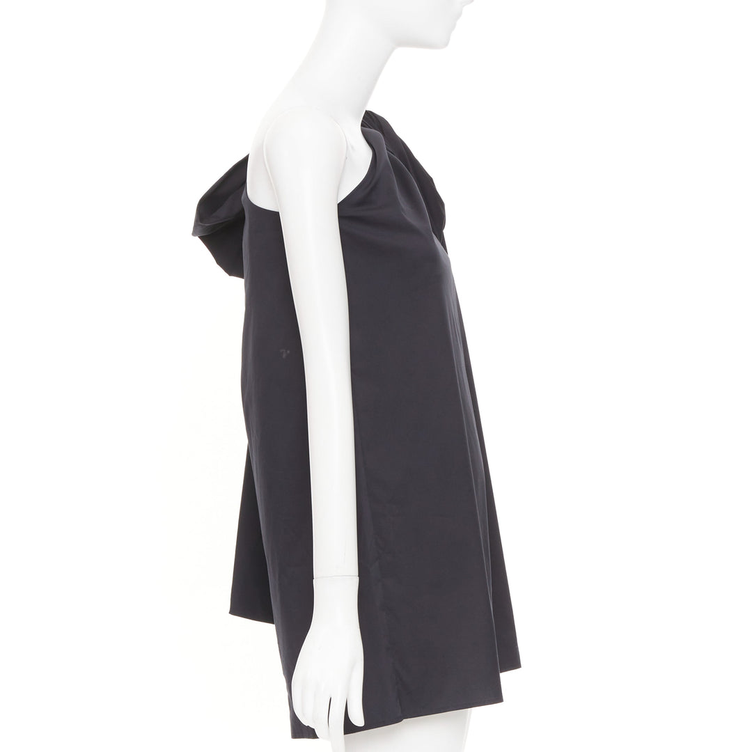 BERNADETTE Lucette black asymmetric one shoulder puff sleeve dress IT36 XXS