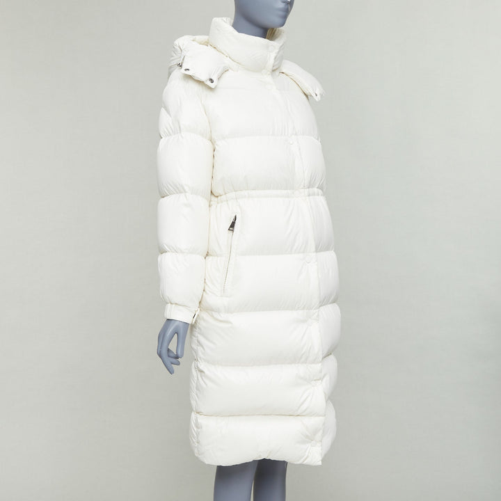 MONCLER Cavettaz Giubbotto off white goose down long puffer coat Sz1