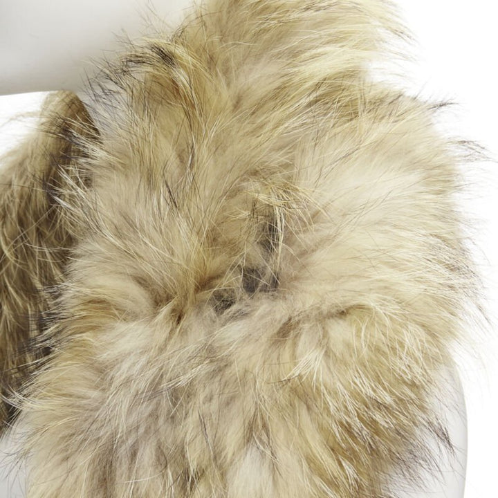 CHARLOTTE SIMONE 100% fur brown asymmetric silk lined collar cuff scarf