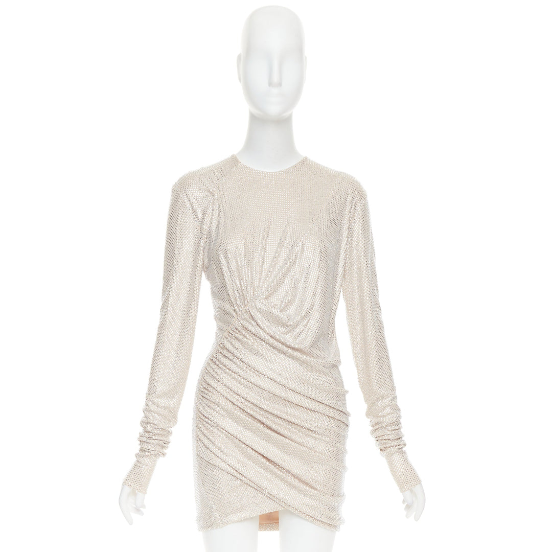 ALEXANDRE VAUTHIER AW2022 Bridal ivory diamond crystal asymmetric draped dress