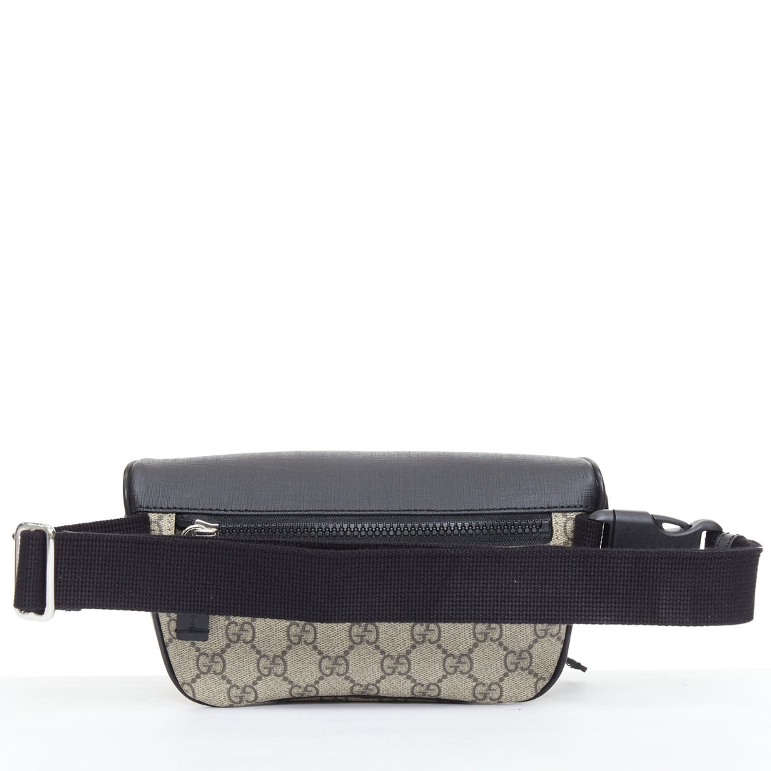 GUCCI Eden Supreme GG monogram canvas black leather belt bag