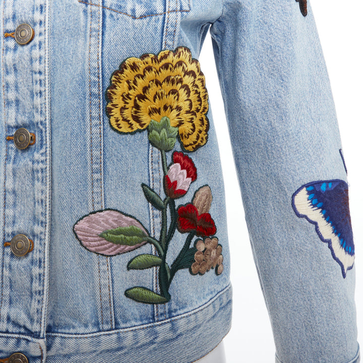 GUCCI L'Aveugle Par Amour blue embroidered denim patch denim jacket IT38 XS