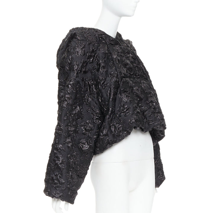 VALENTINO Pier Paolo Piccioli 2022 black floral jacquard cropped hoodie IT42 M