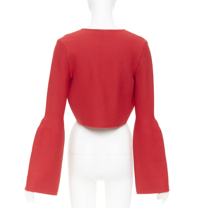 GABRIELA HEARST 2021 Katlin red virgin wool cropped open front shrug cardigan XS