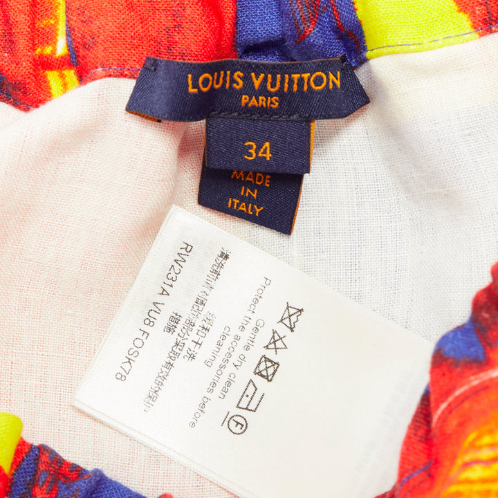 LOUIS VUITTON Salk Institute orange purple exaggerated pocket mini skirt FR34 XS