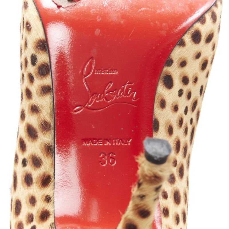 CHRISTIAN LOUBOUTIN brown cheetah spot print calf hair point toe pump EU36