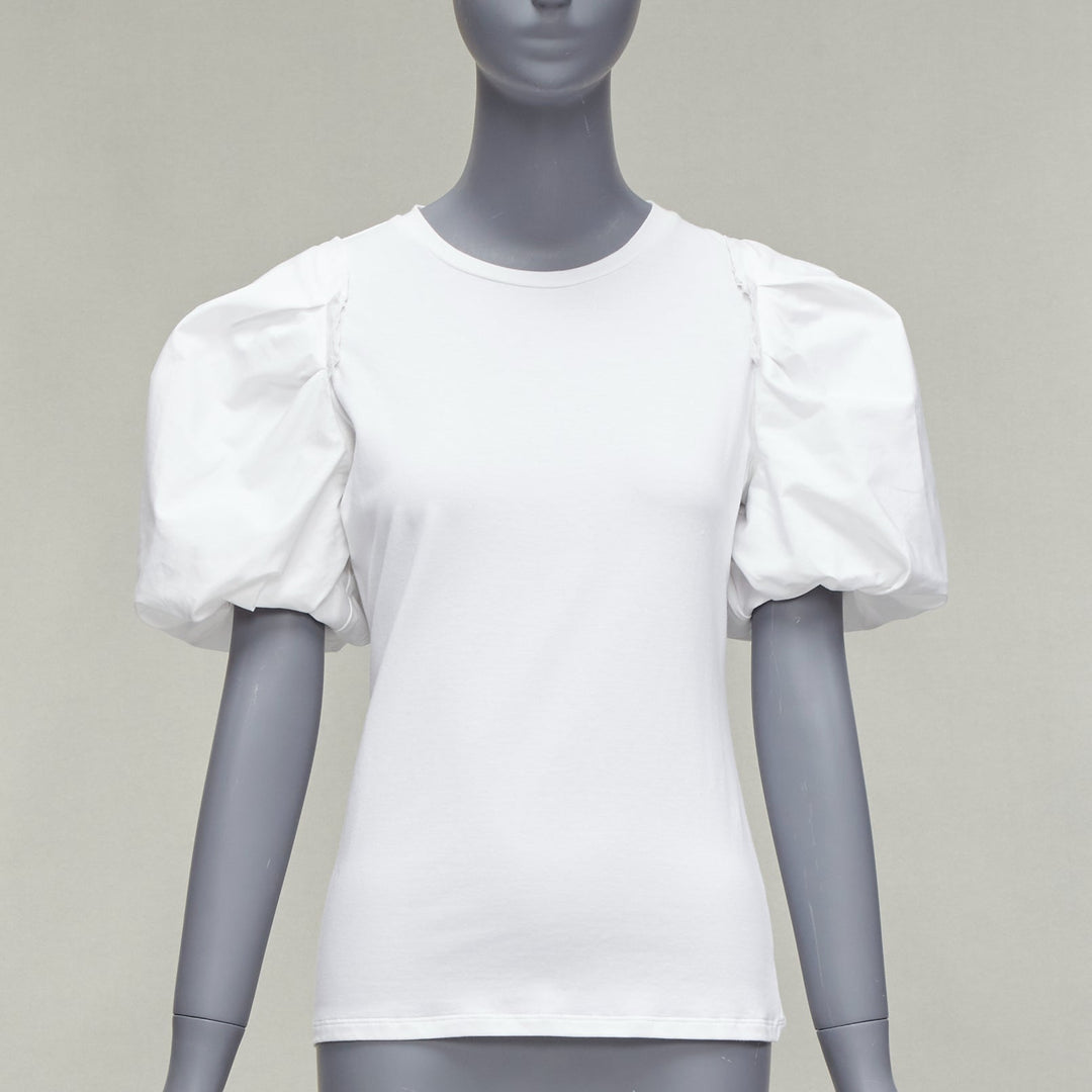 ALEXANDER MCQUEEN white cotton puff short sleeves fitted tshirt top IT38 XS