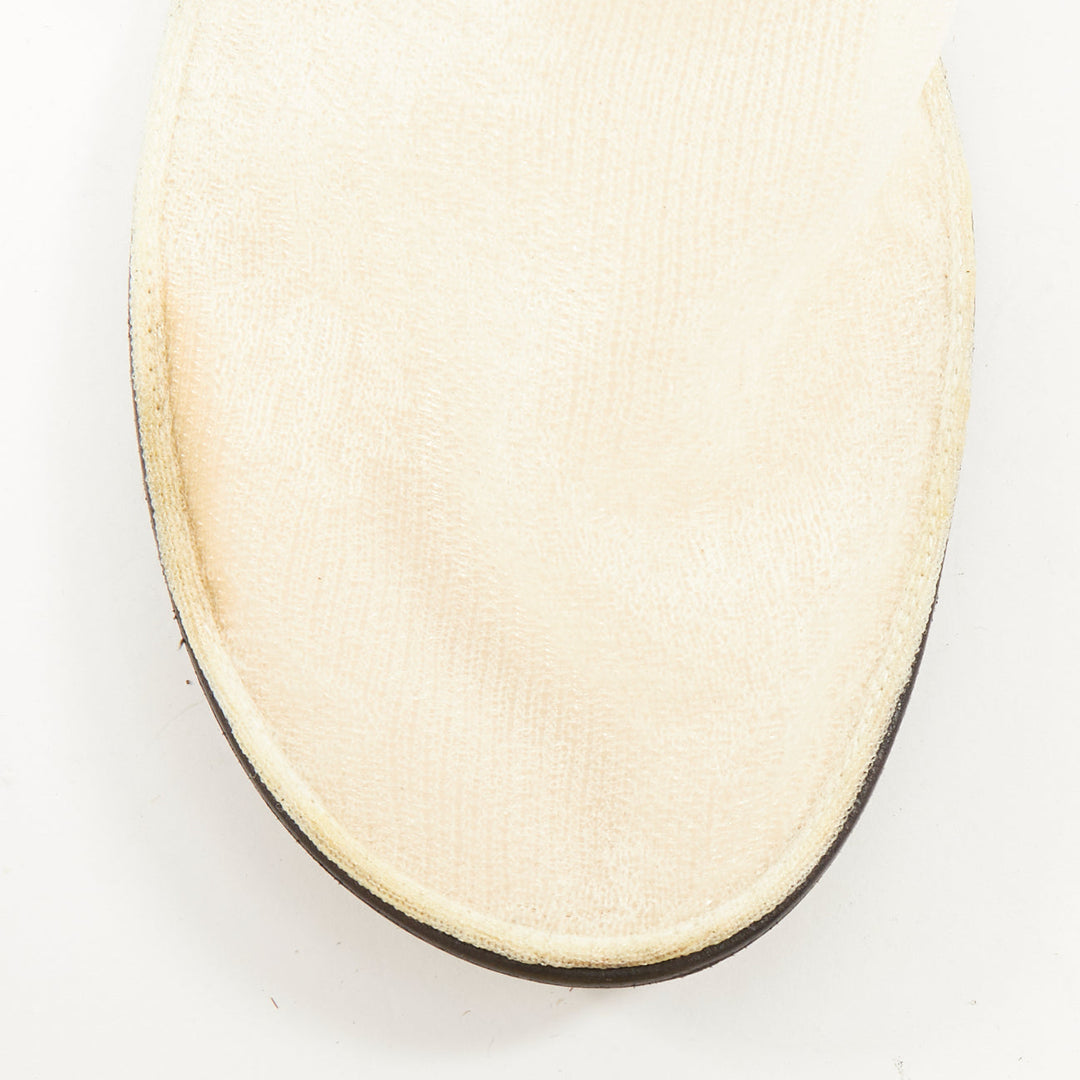 THE ROW Sock Mesh white sheer nylon black leather sole minimal ballet flats EU38