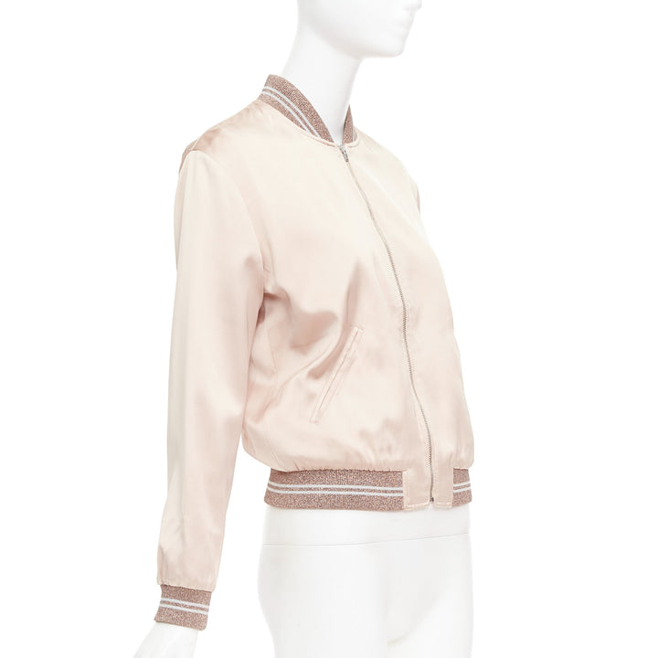 SAINT LAURENT 2016 Hedi Slimane blush satin Love sequin bomber FR36 S