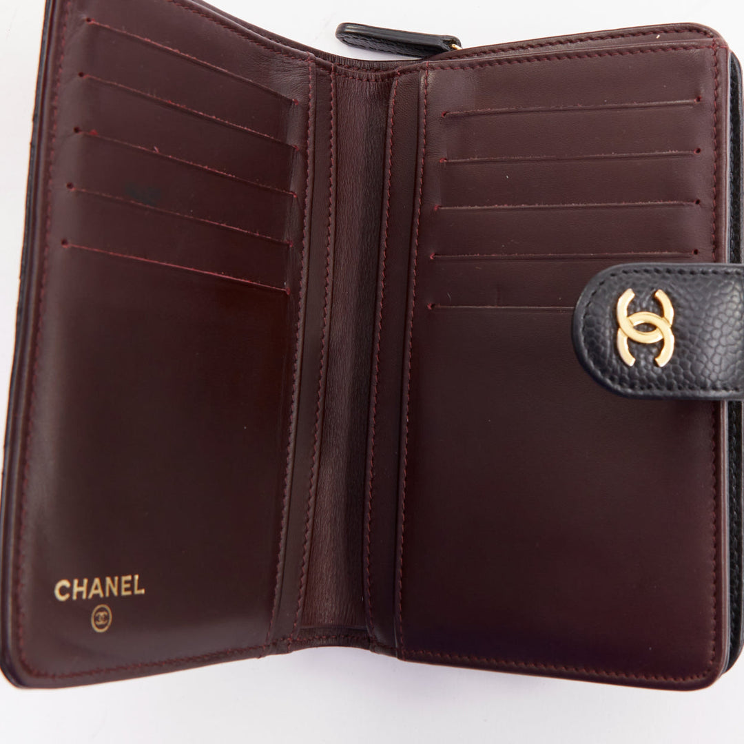 CHANEL Classic Compact Bifold Wallet black quilted caviar gold hardware wallet