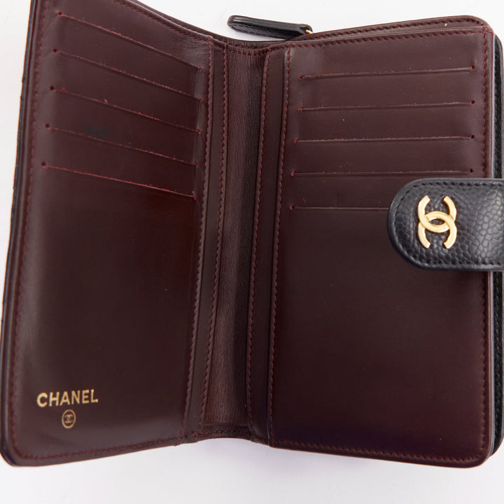 CHANEL Classic Compact Bifold Wallet black quilted caviar gold hardware wallet