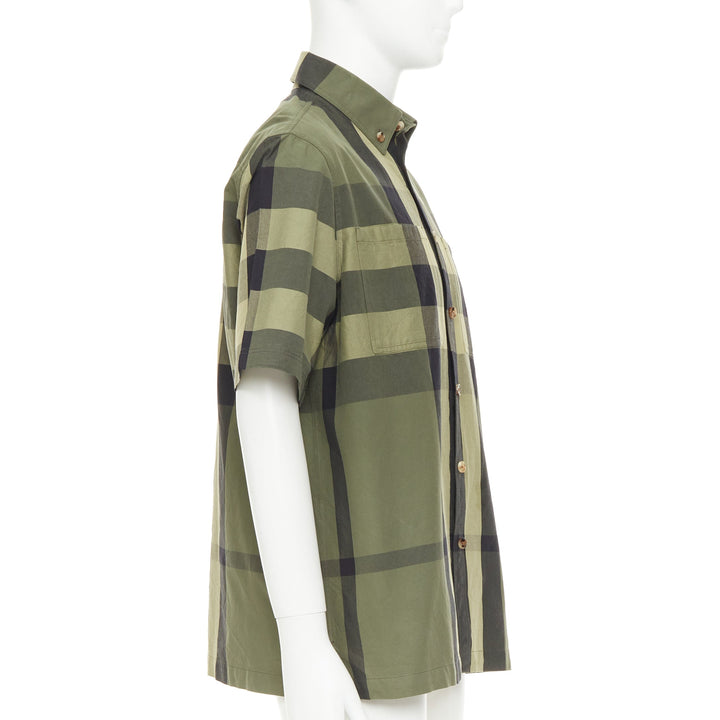 BURBERRY Travis military green black oversized vintage House Check boxy shirt M