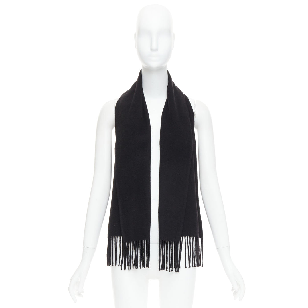 HERMES Gaultier Vintage cashmere black leather back scarf design vest FR38 M