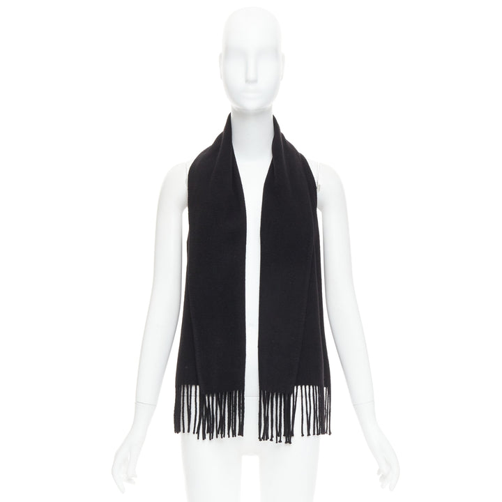 HERMES Gaultier Vintage cashmere black leather back scarf design vest FR38 M