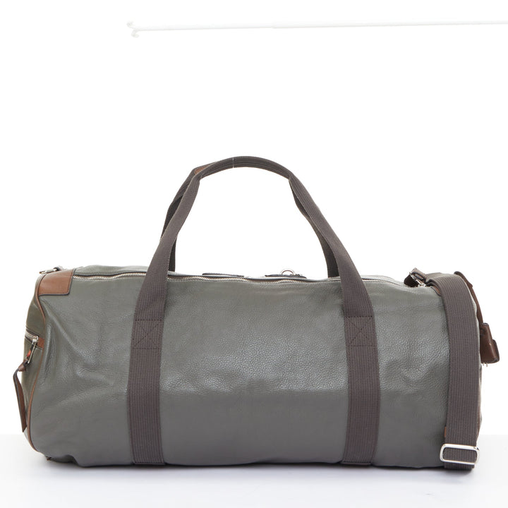 DOLCE GABBANA 2005 grey distressed leather canvas strap duffel travel bag