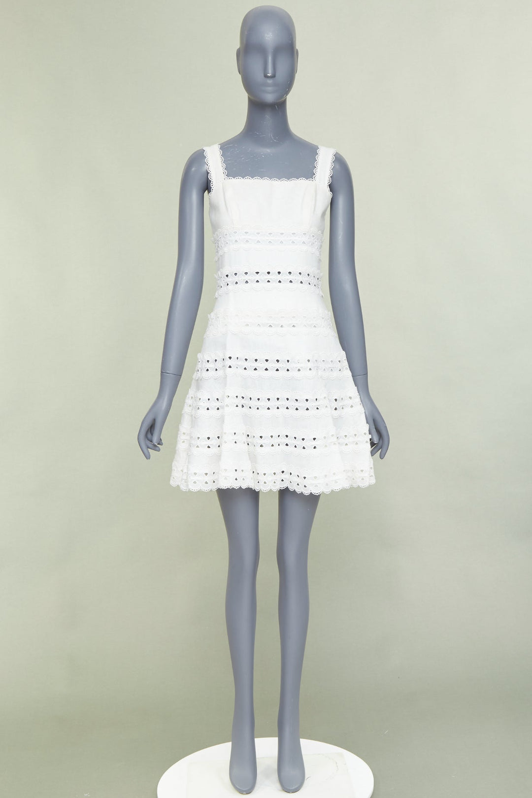 ZIMMERMANN white 100% linen embroidered anglais cotton sundress Sz.2 M