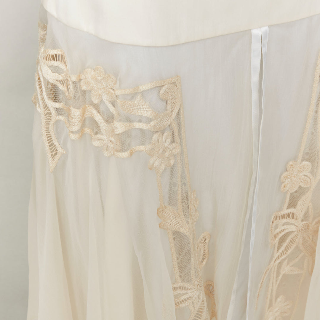 CHRISTIAN DIOR 2006 Vintage Gua blanc casse silk embroidered flare midi